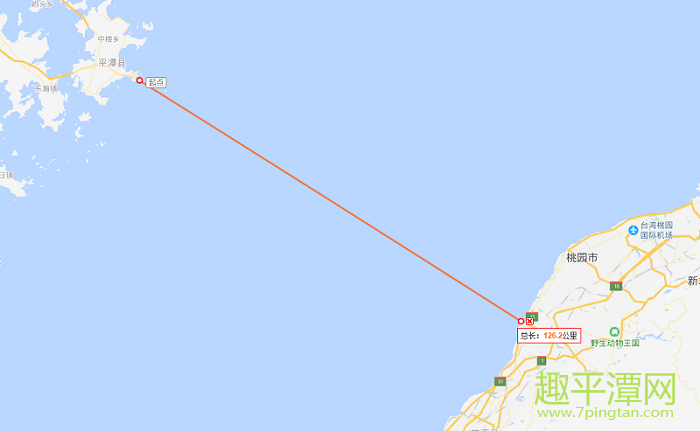 平潭到臺灣距離
